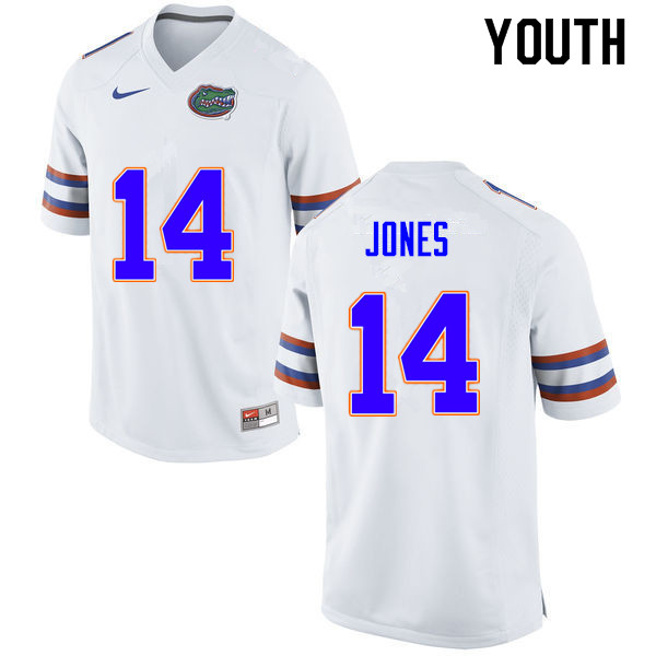Youth #14 Emory Jones Florida Gators College Football Jerseys Sale-White - Click Image to Close